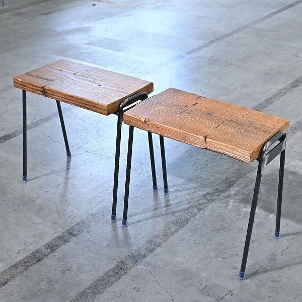 Vintage Hocker FACT von Sugiyama Seisakusho Set von 2 aus Sugi-Holz und Eisen
