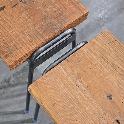 Vintage Hocker FACT von Sugiyama Seisakusho Set von 2 aus Sugi-Holz und Eisen