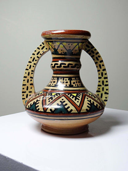 Vintage Vase Keramik von Safi, handbemalt, Marokko