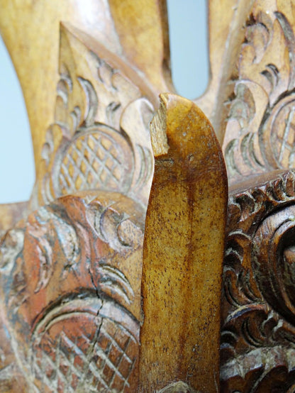 Vintage Wandmaske 'Barong' aus Holz, Bali handgeschnitzt