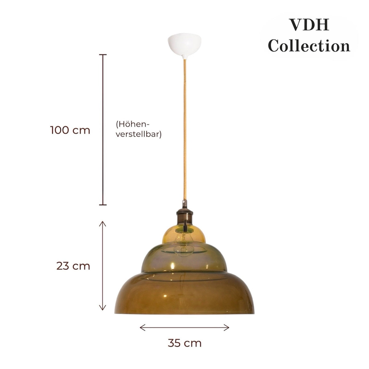 "Halo Forest" Pendant Light by VDH Collection, Glass in Brown-Green