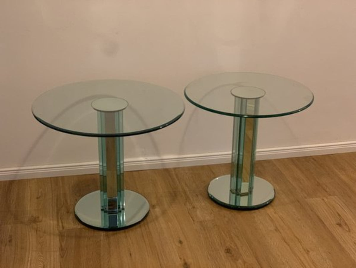 Vintage Set von 2 Beistelltisch von Luigi Massoni für Gallotti und Radice Spiegelglas