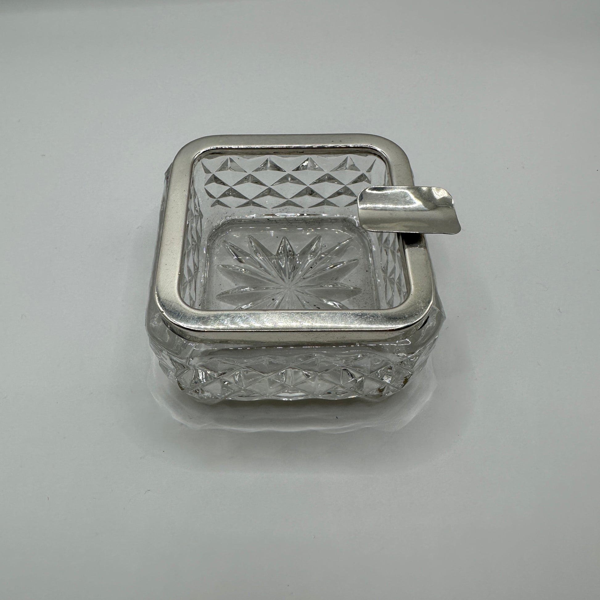 Quadratische Kristall-Schale mit 925er Silbermontierung