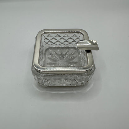 Quadratische Kristall-Schale mit 925er Silbermontierung