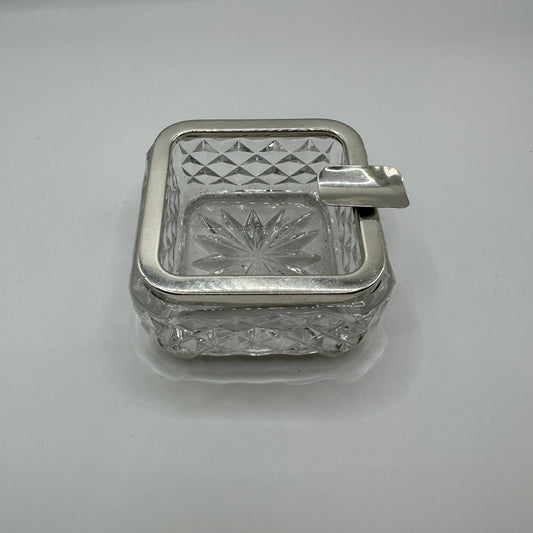 Quadratische Kristall-Schale mit 925er Silbermontierung