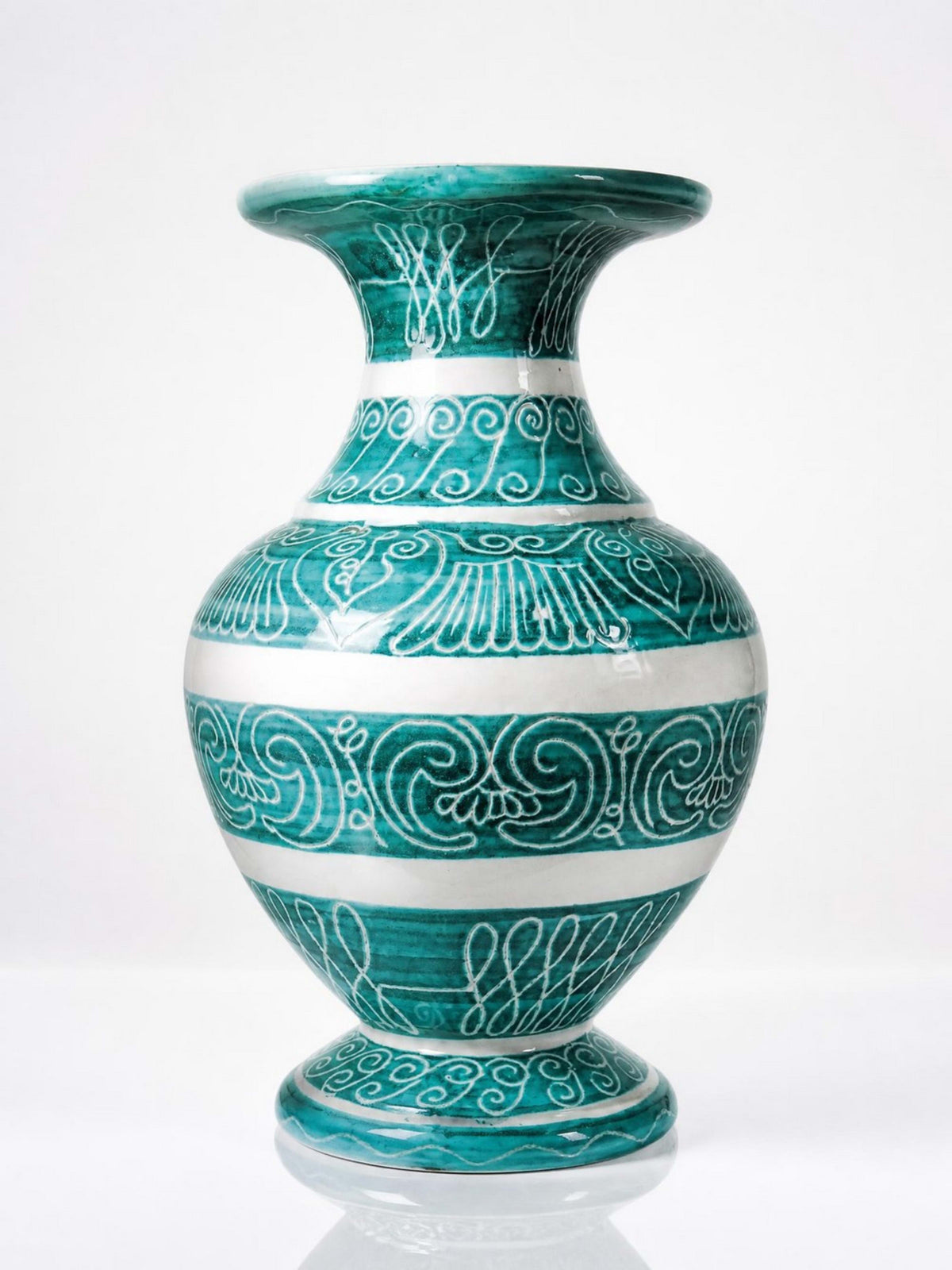 Vintage Vase Balusterform aus Keramik in Türkis