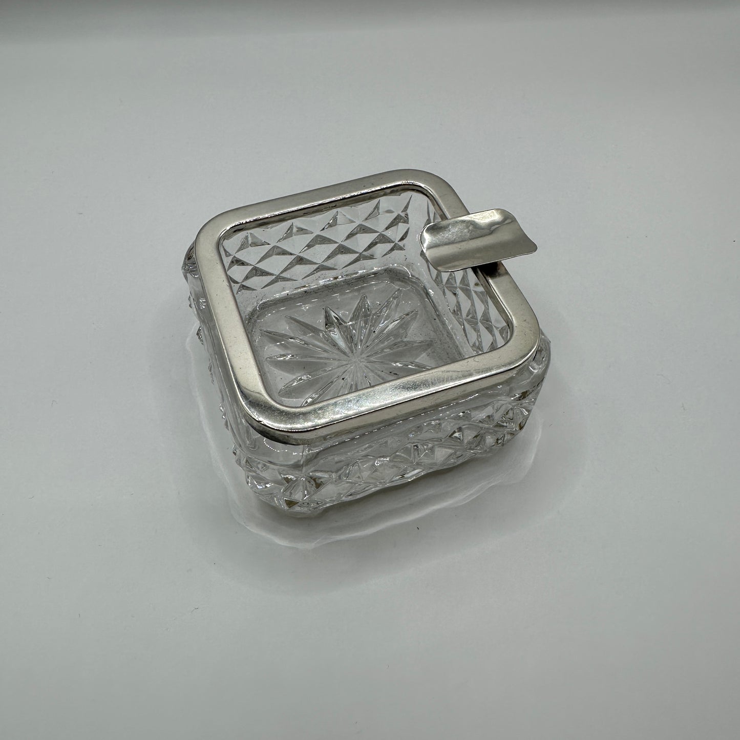 Quadratische Kristall-Schale mit 925er Silbermontierung