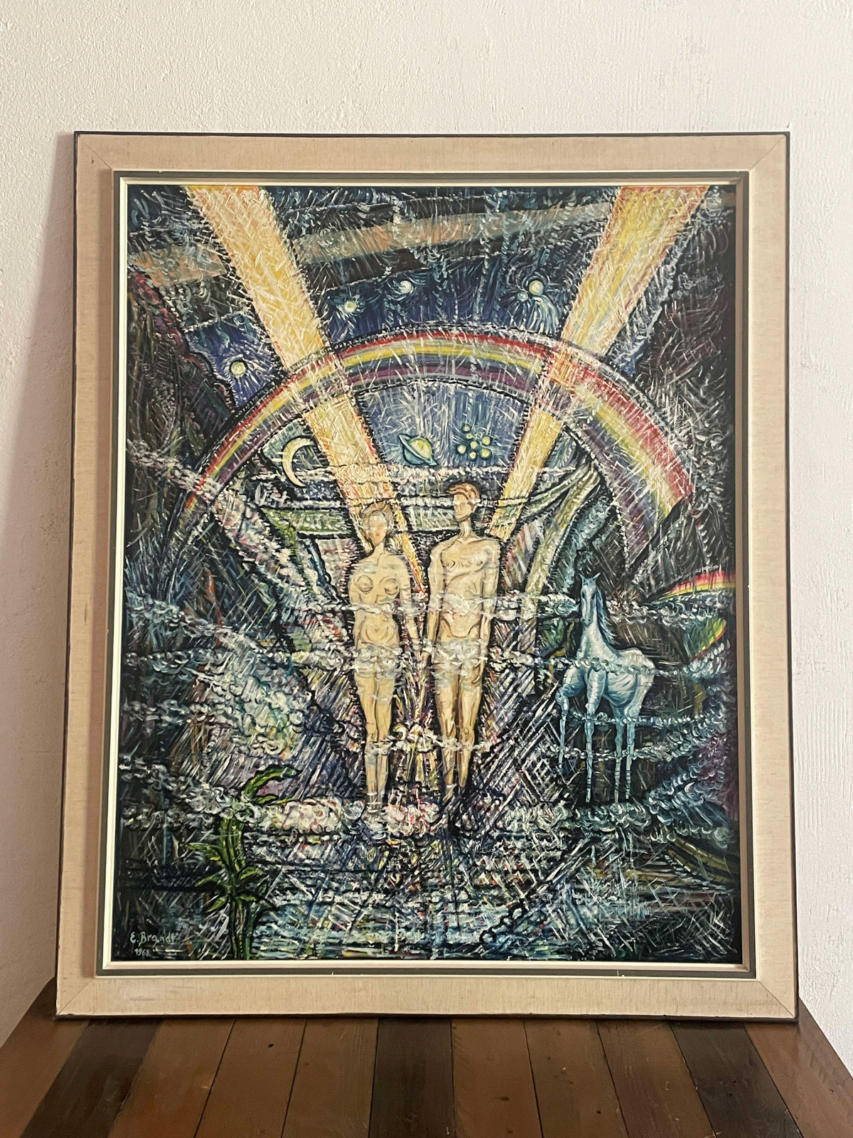 Vintage Gemälde "Adam und Eva" von E. Brandt, 1968
