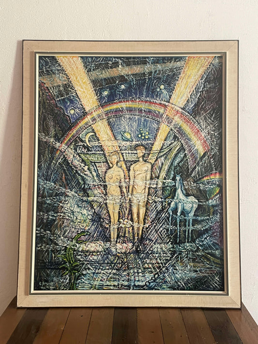 Vintage Gemälde "Adam und Eva" von E. Brandt, 1968