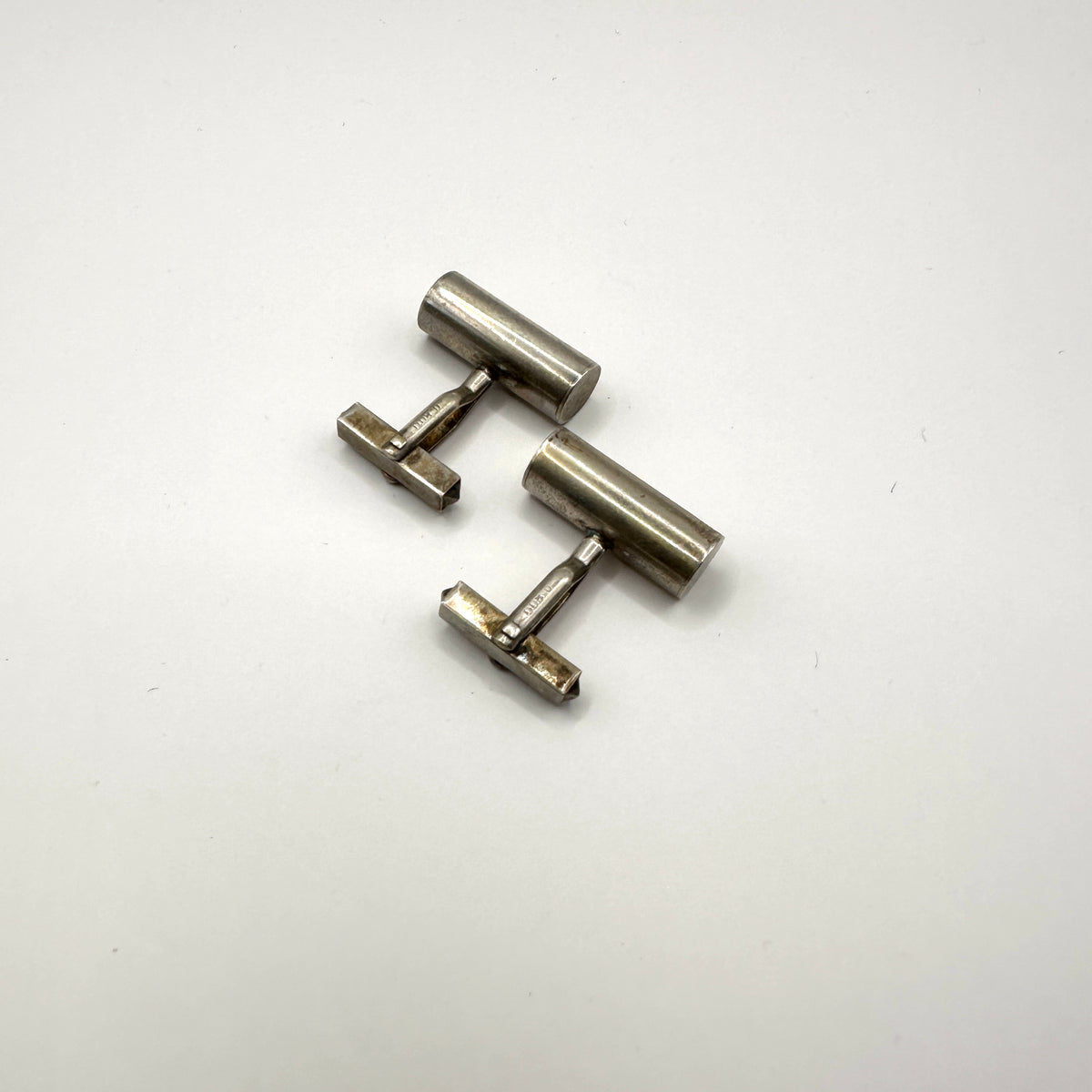 Zylindrische Manschettenknopf aus 800er Silber