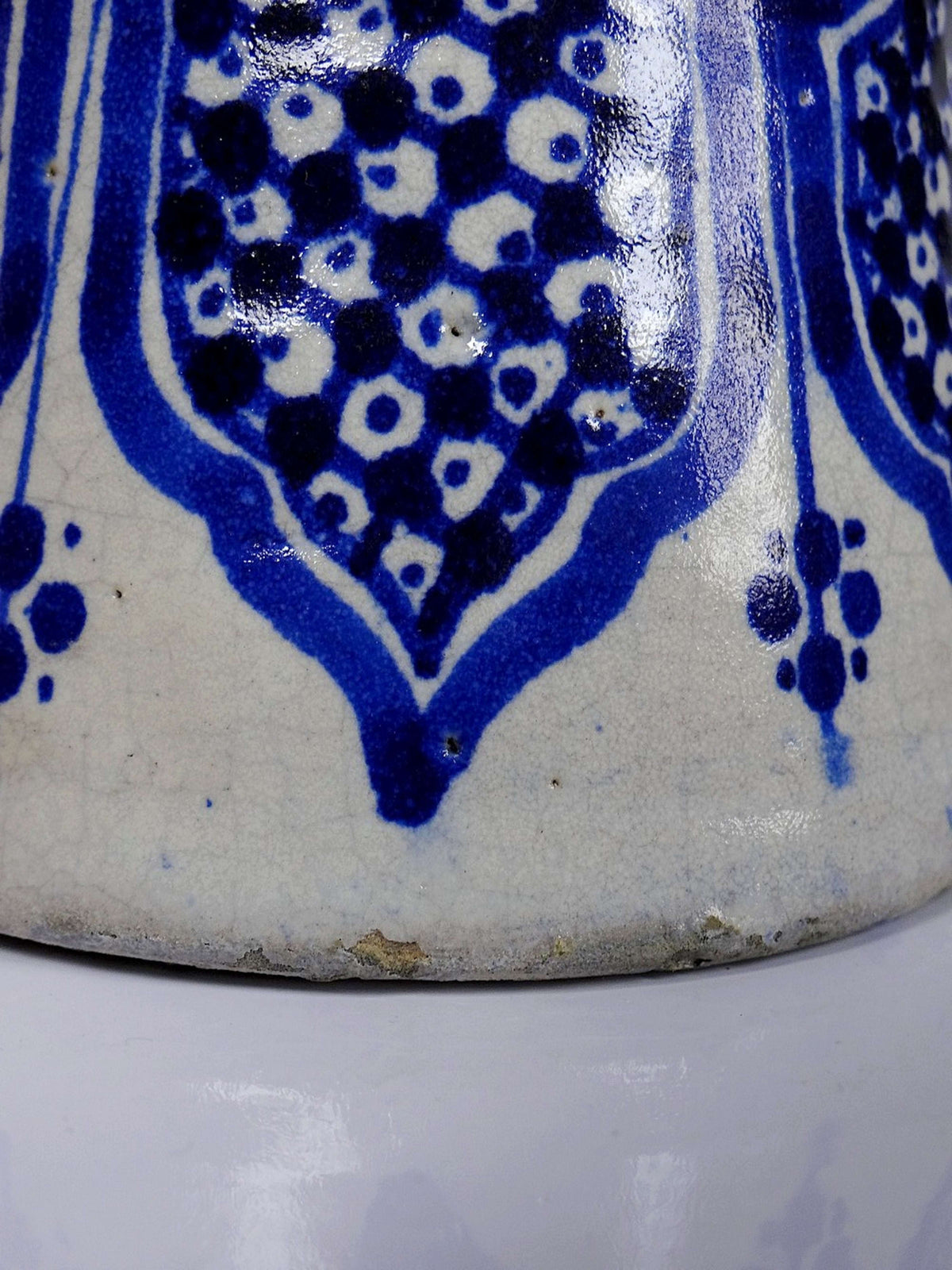 Vintage Vase Khabia aus Fès 19.-20. Jh. Kobaltblau, handgemacht
