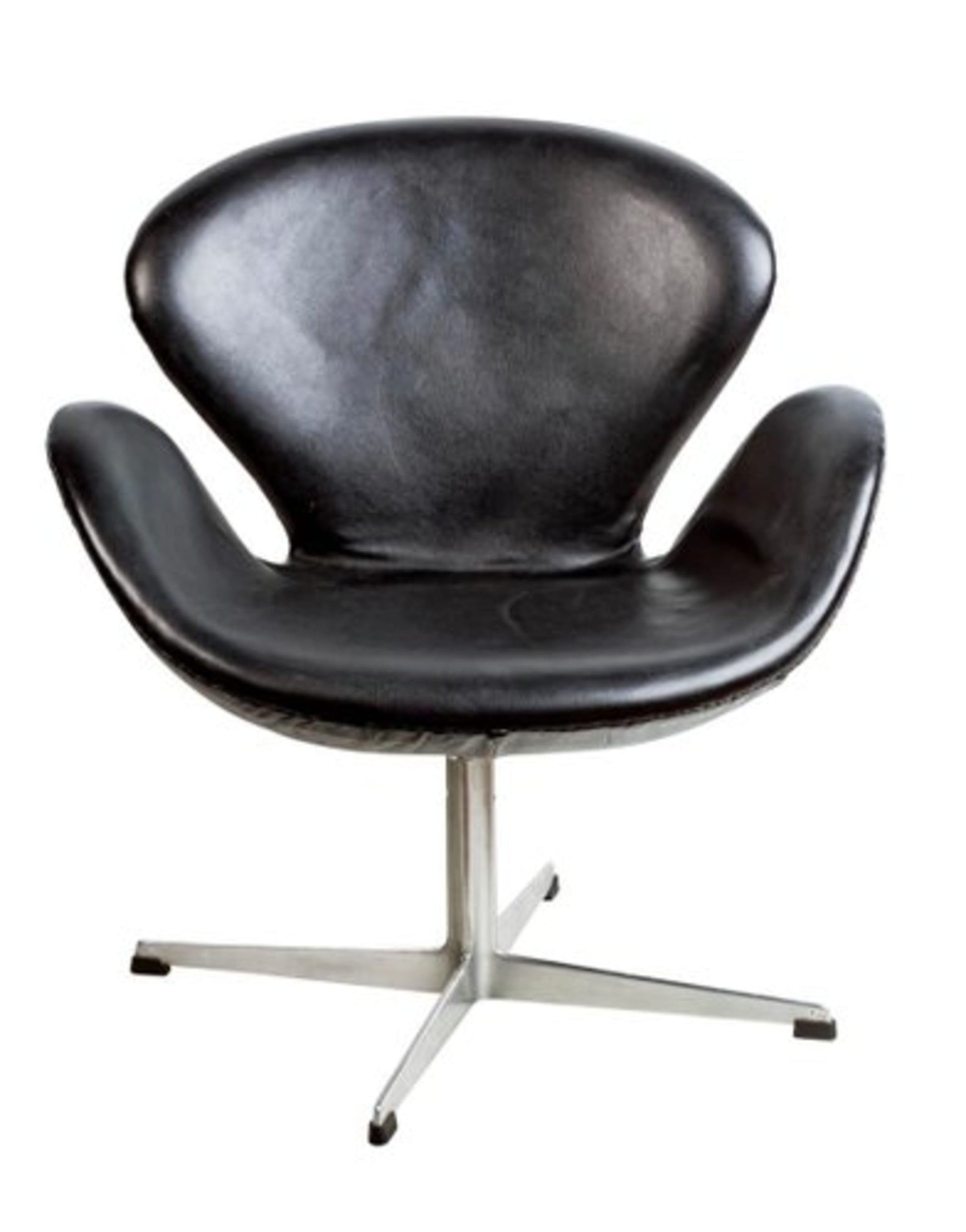 Vintage Sessel Swan 3320 von Arne Jacobsen für Fritz Hansen schwarz Leder
