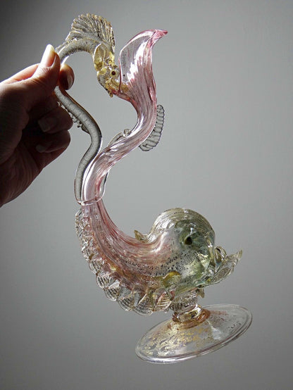 Vintage Krug "Delphin" von Antonio Salviati, Murano Glas