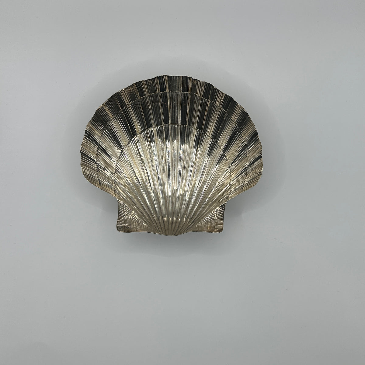 Vintage Muschel-Schale Sterling Silber dreibeinig fein strukturiert