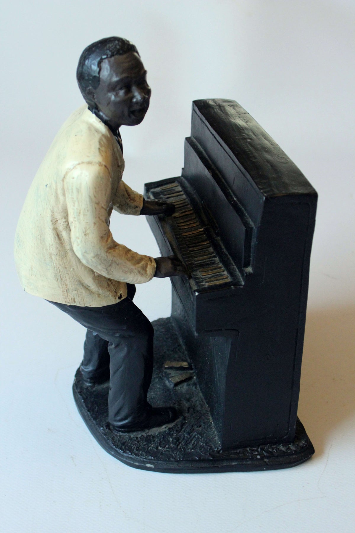 Vintage Skulptur Klavierspieler Jazz-Musiker aus Resin