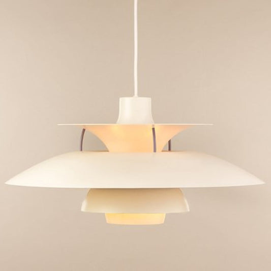 Vintage Pendelleuchte PH5 von Poul Henningsen für Louis Poulsen weiß