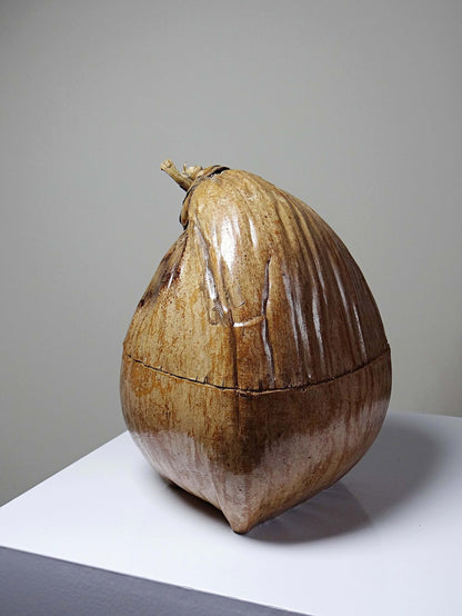 Vintage Dose Kokosnuss, afrikanisches Kunsthandwerk