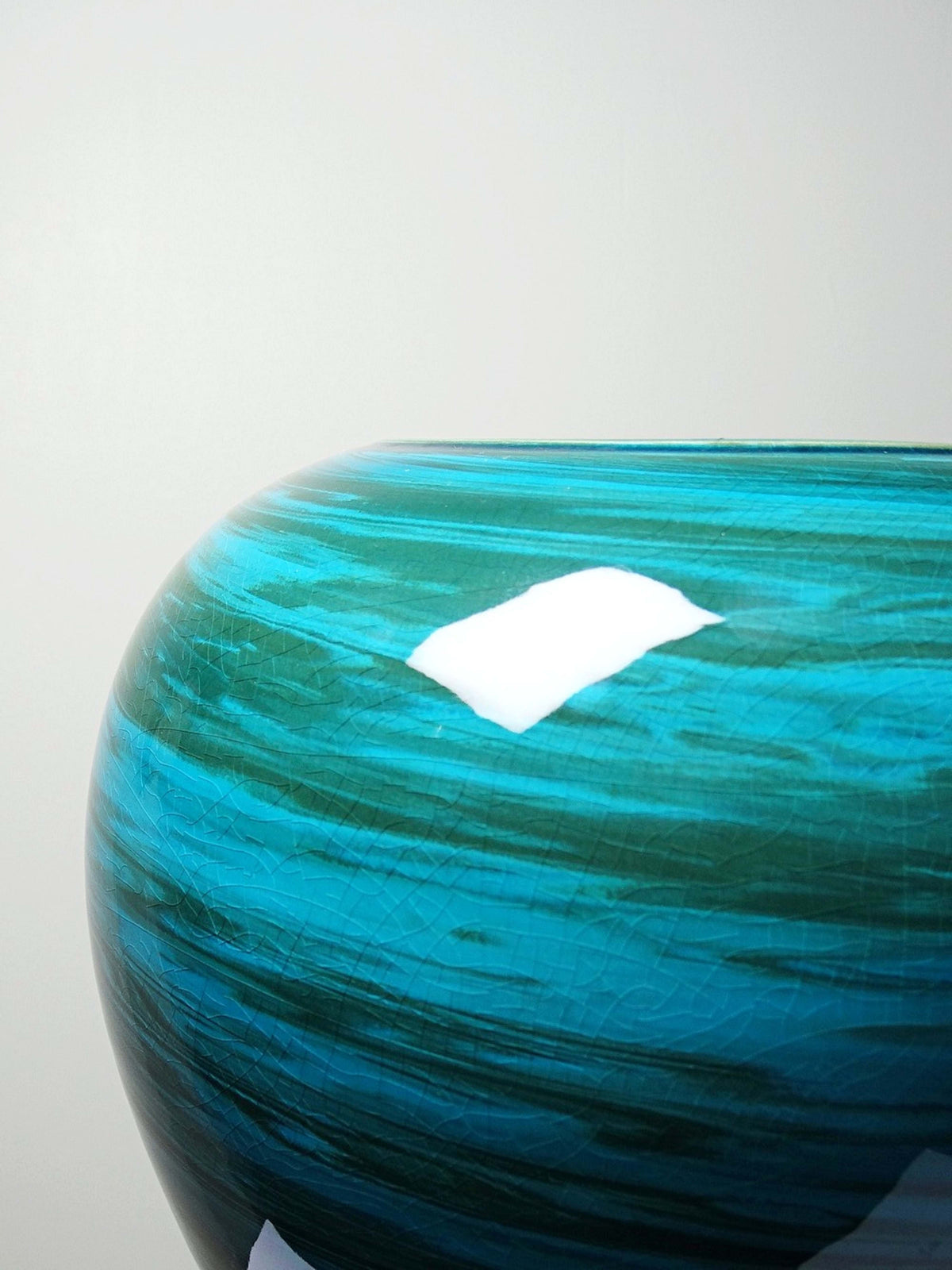Vintage Keramikvase malachitgrün, Mid-Century
