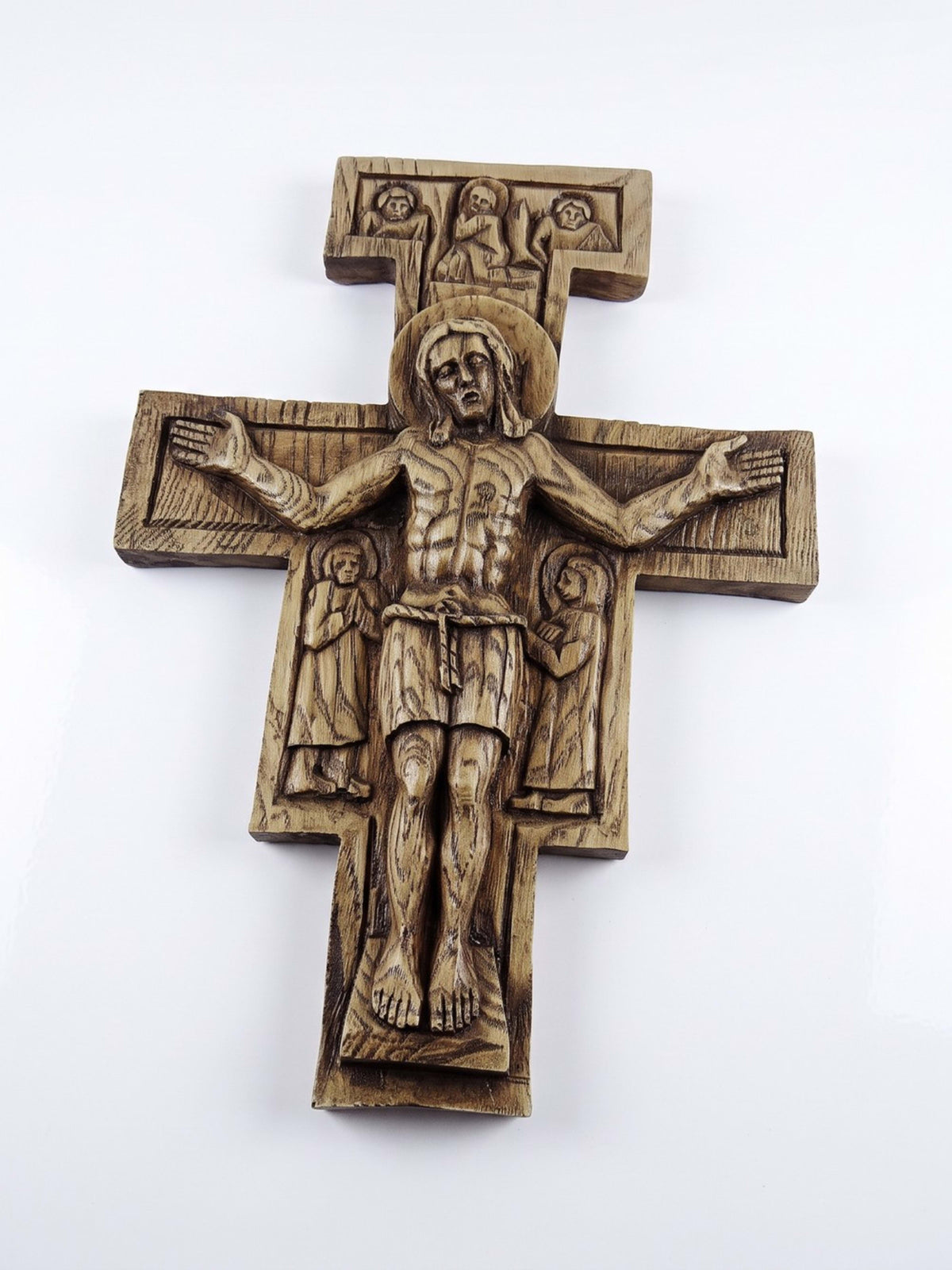 Vintage Wandkreuz "San Damiano" aus geschnitztem Holz