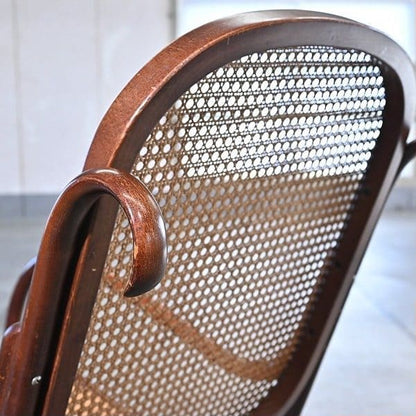 Vintage Schaukelstuhl "No.5-RU" von Akita Mokko für IDC Otsuka Möbel, Bugholz, Rattan, gebraucht