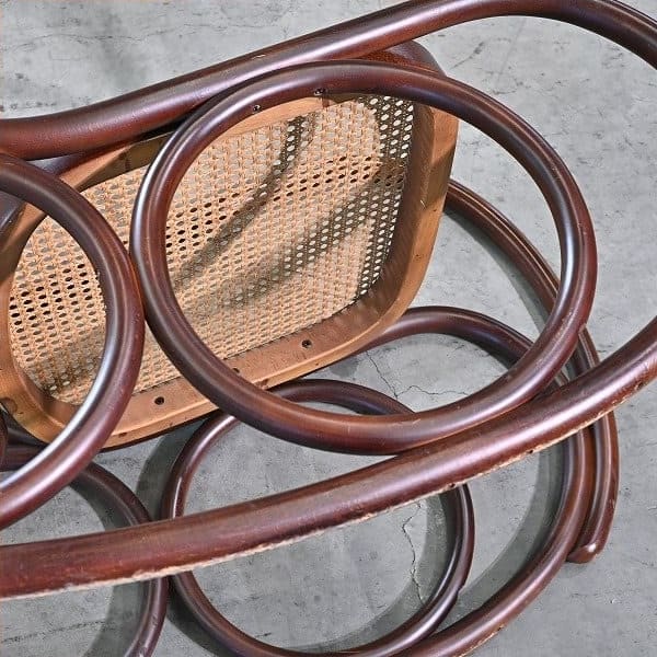 Vintage Schaukelstuhl "No.5-RU" von Akita Mokko für IDC Otsuka Möbel, Bugholz, Rattan, gebraucht