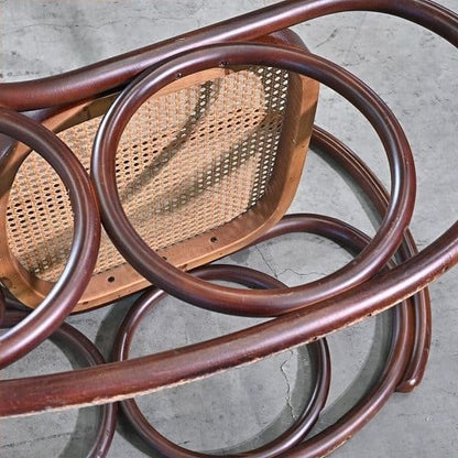 Vintage Schaukelstuhl "No.5-RU" von Akita Mokko für IDC Otsuka Möbel, Bugholz, Rattan, gebraucht