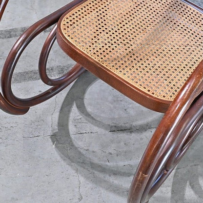 Vintage Schaukelstuhl "No.5-RU" von Akita Mokko für IDC Otsuka Möbel, Bugholz, Rattan, gebraucht