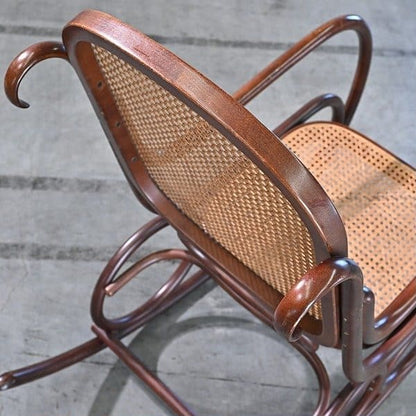 Vintage Schaukelstuhl "No.5-RU" von Akita Mokko für IDC Otsuka Möbel, Bugholz, Rattan, gebraucht