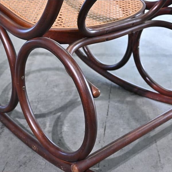 Vintage Schaukelstuhl "No.5-RU" von Akita Mokko für IDC Otsuka Möbel, Bugholz, Rattan, gebraucht