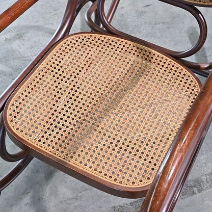 Vintage Schaukelstuhl "No.5-RU" von Akita Mokko für IDC Otsuka Möbel, Bugholz, Rattan, gebraucht