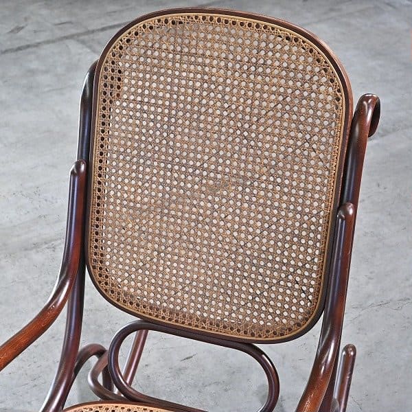 Vintage Schaukelstuhl "No.5-RU" von Akita Mokko für IDC Otsuka Möbel, Bugholz, Rattan, gebraucht