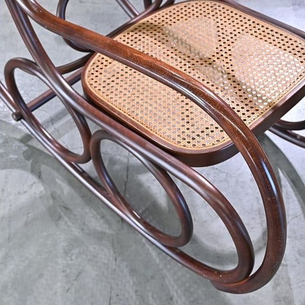 Vintage Schaukelstuhl "No.5-RU" von Akita Mokko für IDC Otsuka Möbel, Bugholz, Rattan, gebraucht