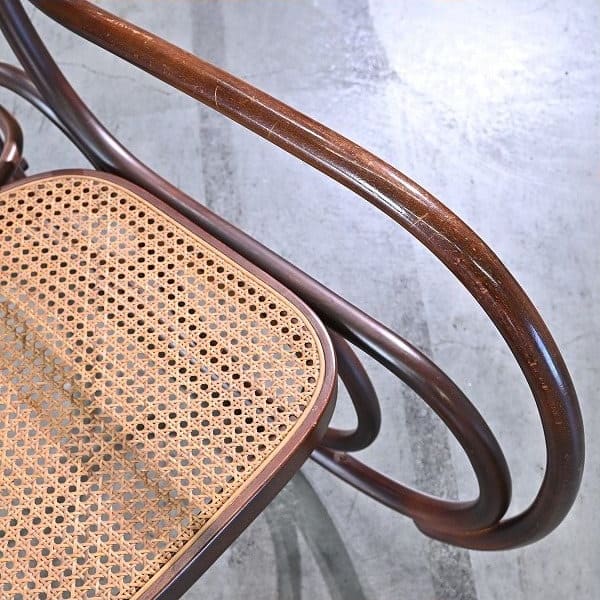 Vintage Schaukelstuhl "No.5-RU" von Akita Mokko für IDC Otsuka Möbel, Bugholz, Rattan, gebraucht