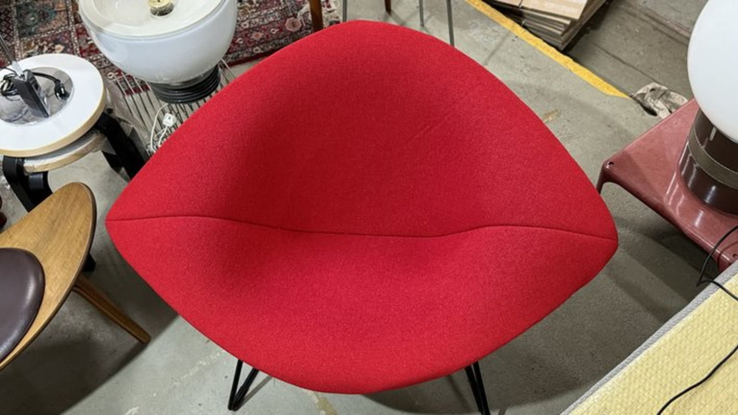 Vintage Diamond Chair Modell 420 von Harry Bertoia für Knoll International rot-schwarz-purpurrot