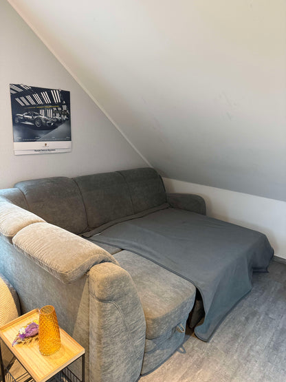 Ecksofa mit Schlaffunktion und Bettkasten von Oelsa in Grau Pre-Loved