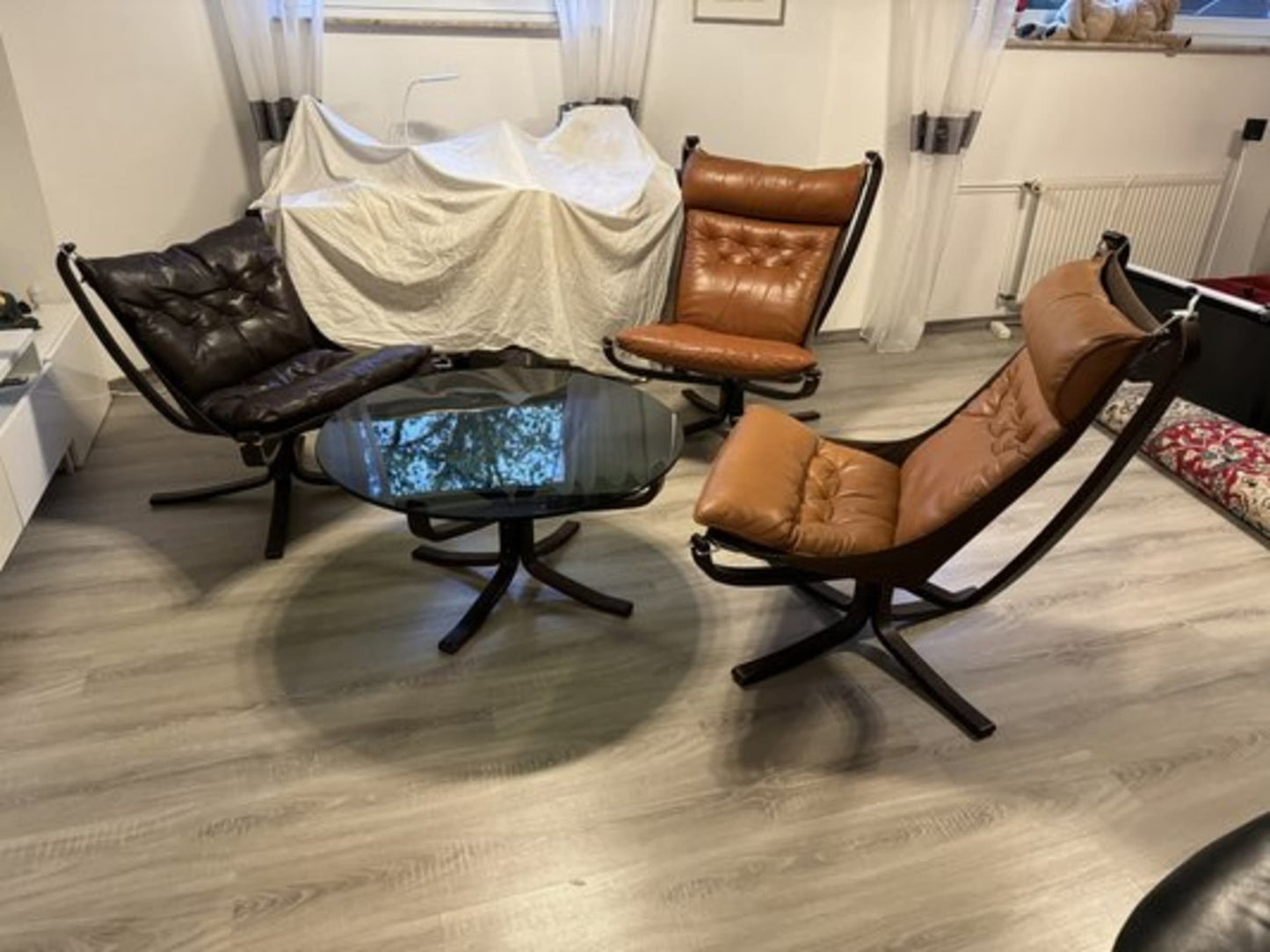 Vintage Set von 2 Falcon Sessel von Sigurd Ressell für Vatne Møbler, cognacbraun