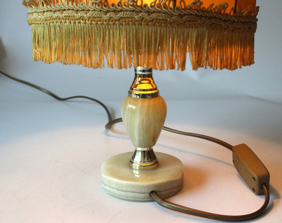 Vintage Tischlampe aus Messing und Onyx