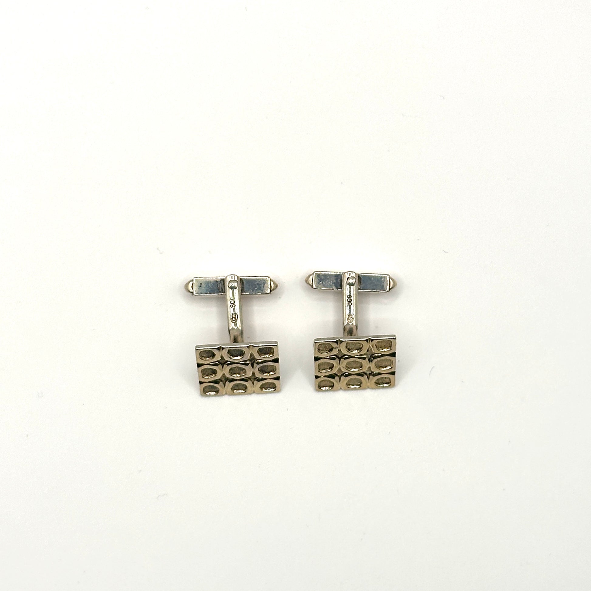 Vintage Manschettenknopf 800er Silber Reliefmuster