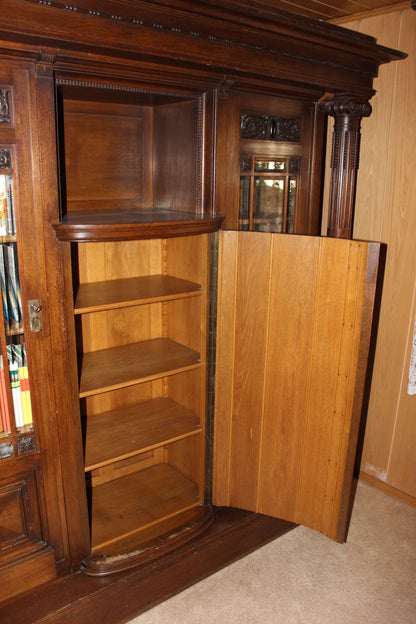 Vintage Schrank Wohnzimmerschrank aus Eiche, Jugendstil, verglast, sehr gut