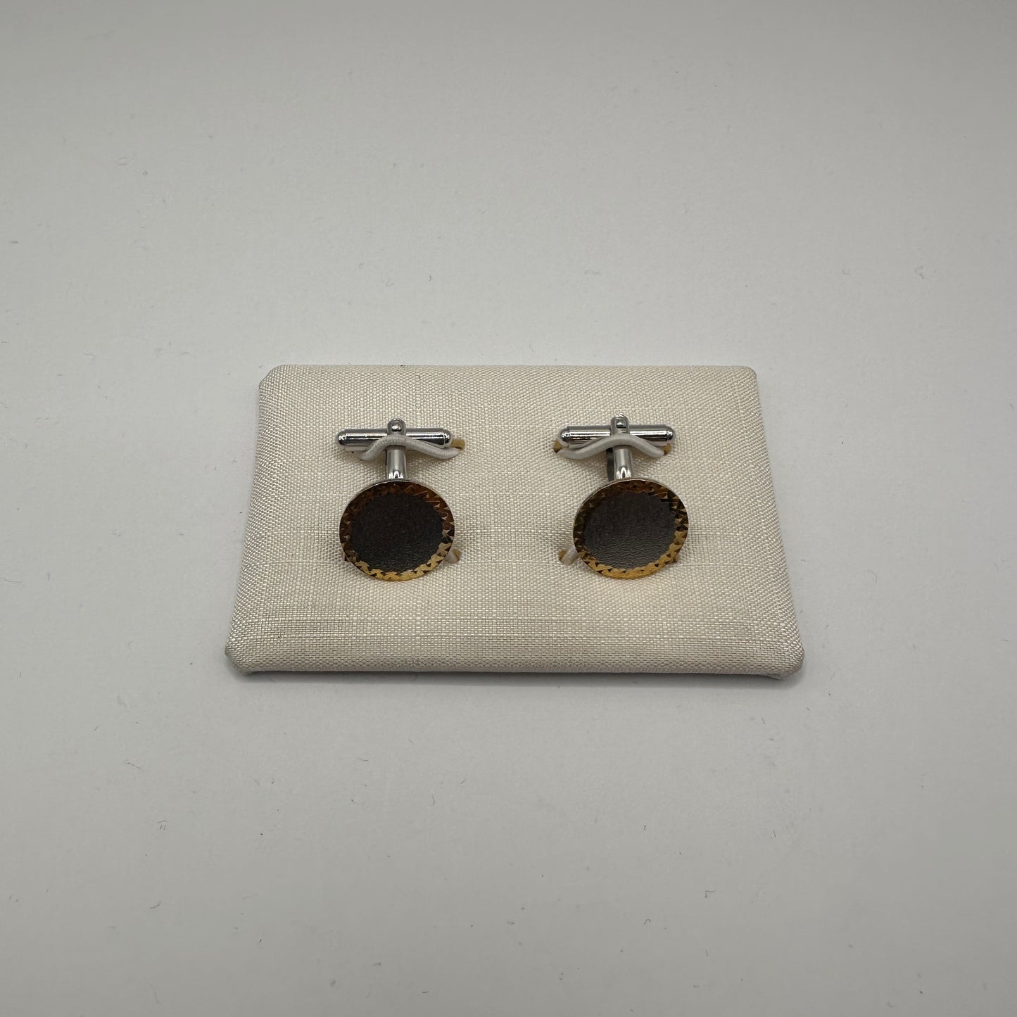 Vintage Manschettenknopf aus 925er Sterling Silber mit silberfarbenem Inlay