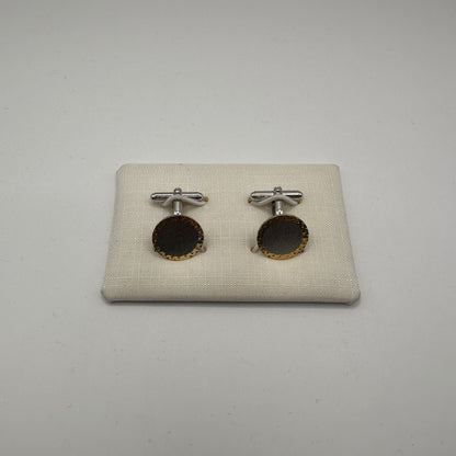 Vintage Manschettenknopf aus 925er Sterling Silber mit silberfarbenem Inlay