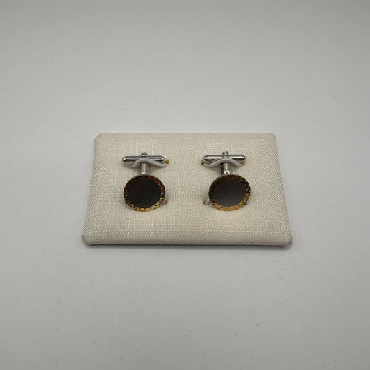 Vintage Manschettenknopf aus 925er Sterling Silber mit silberfarbenem Inlay