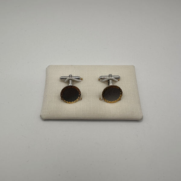 Vintage Manschettenknopf aus 925er Sterling Silber mit silberfarbenem Inlay