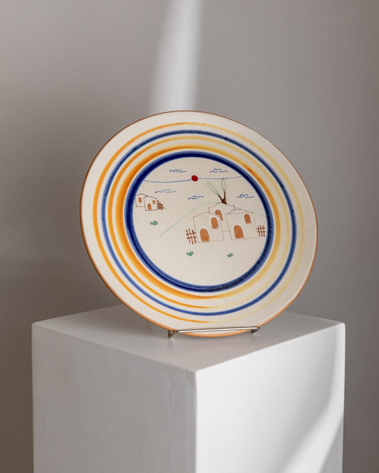 Vintage Keramikteller Wandteller handbemalt Italien 1980er Fruchtschale