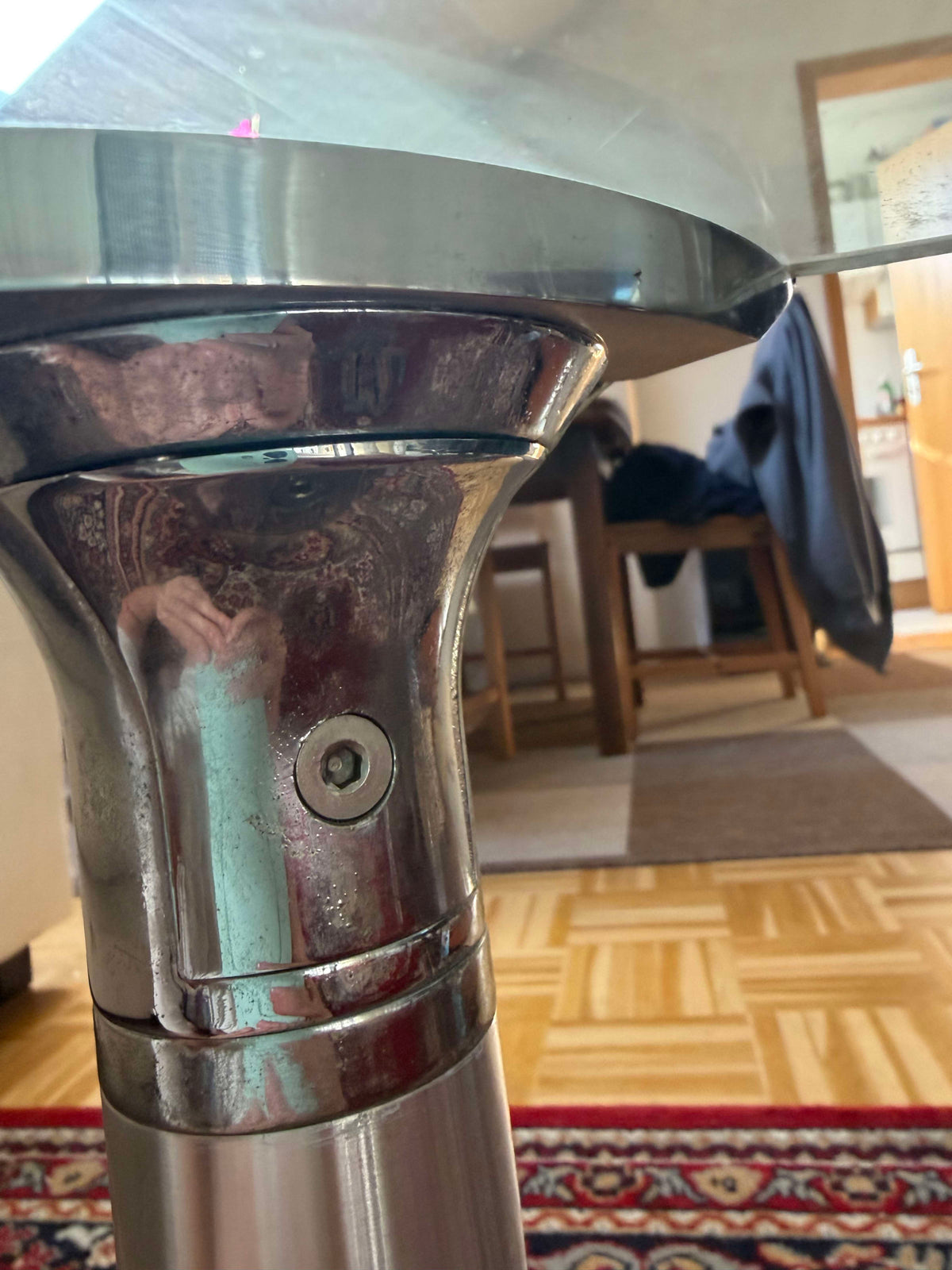 Vintage Couchtisch aus Glas und Chrom, Space Age