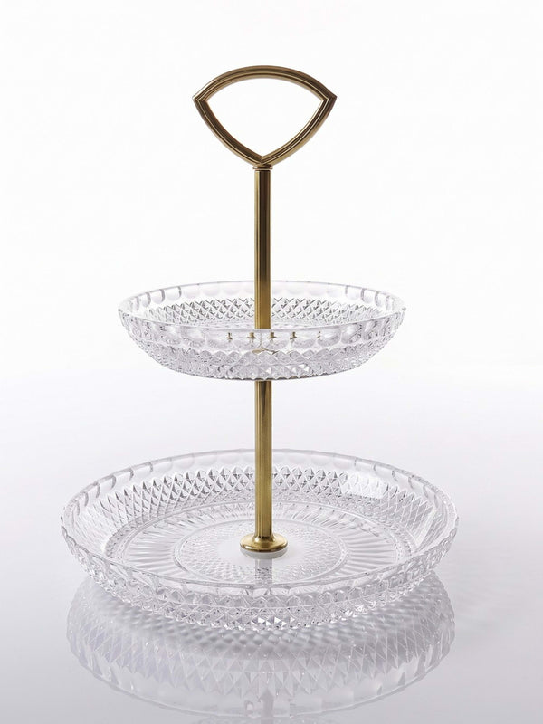 Vintage Etagere aus Kristallglas und vergoldetem Metall, Hollywood Regency