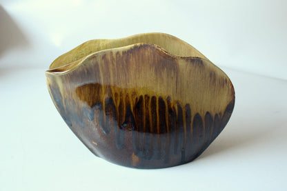 Vintage Keramik Vase Fat Lava, lippenförmige Öffnung