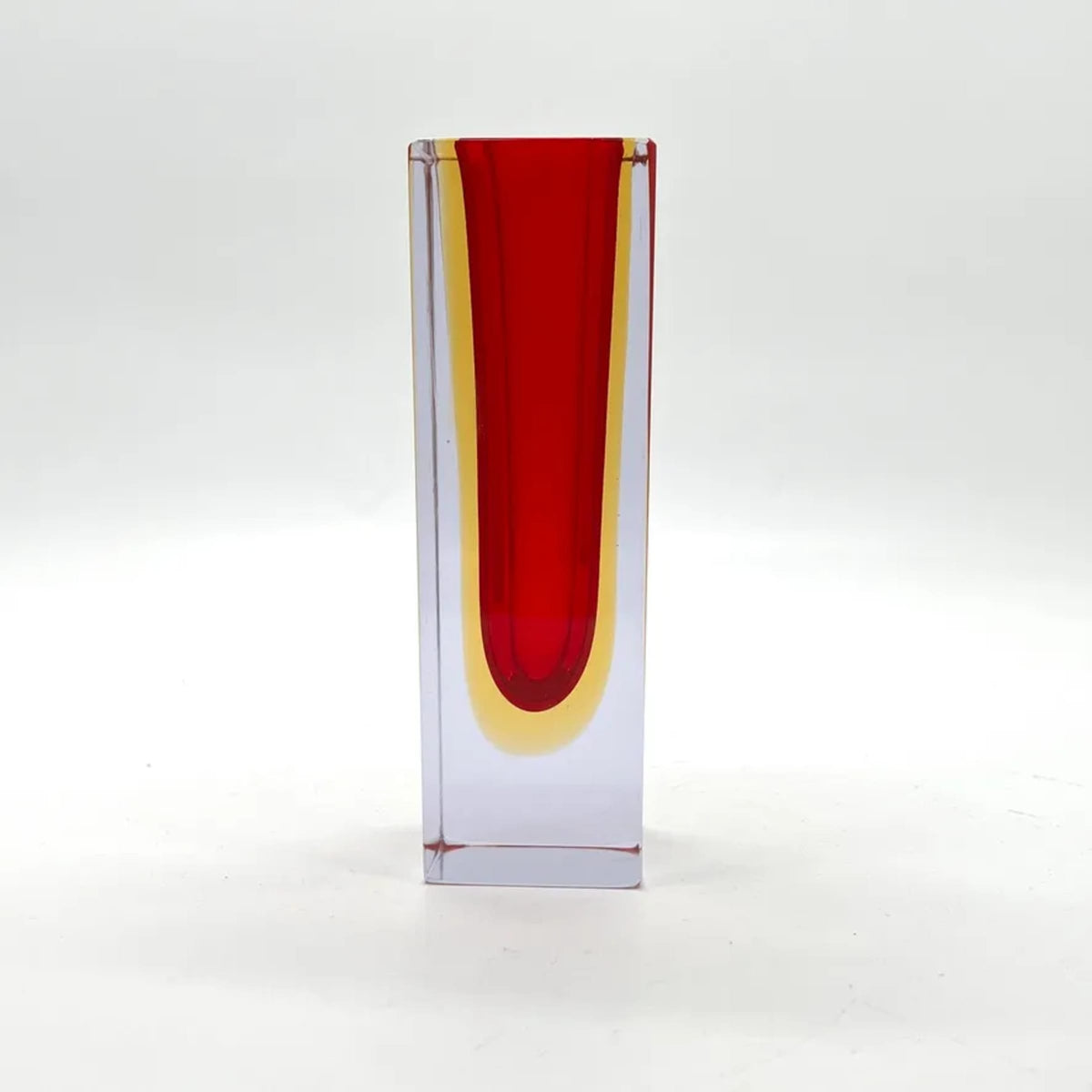 Vintage Sommerso Blockvase Murano Rot Gelb