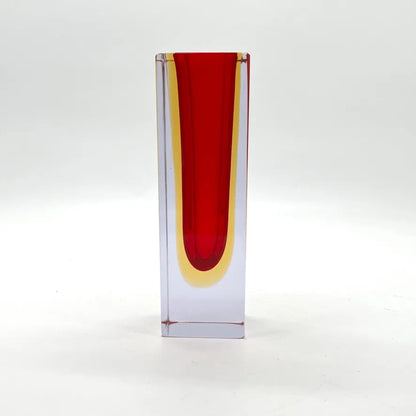 Vintage Sommerso Blockvase Murano Rot Gelb