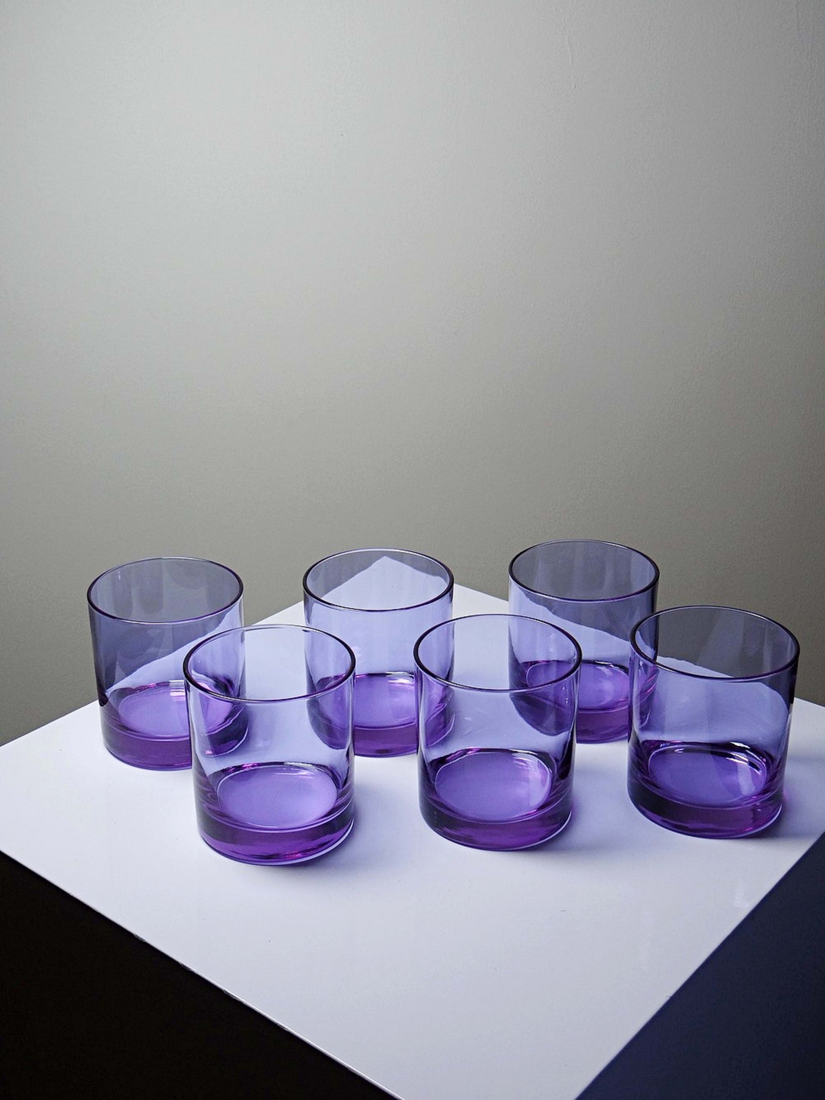 Set von 6 Vintage Whiskygläser aus Amethyst-Kristall, Mid-Century
